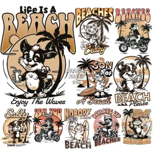 10 Dogs & Cats Funny Beach Summer Designs Bundle PNG