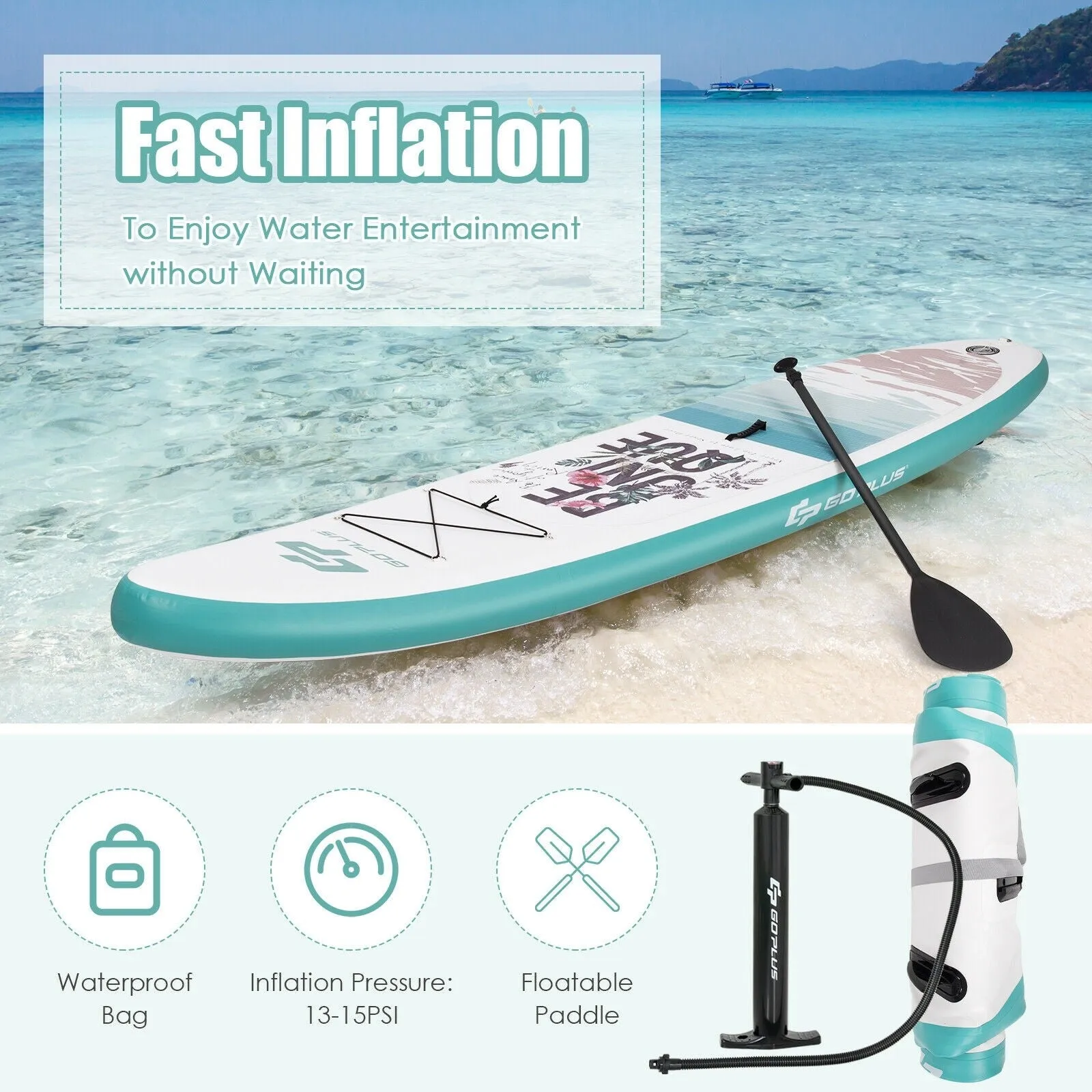 10.5 ft Inflatable Stand Up Paddle Board Surfboard with Aluminum Paddle Pump-11 ft