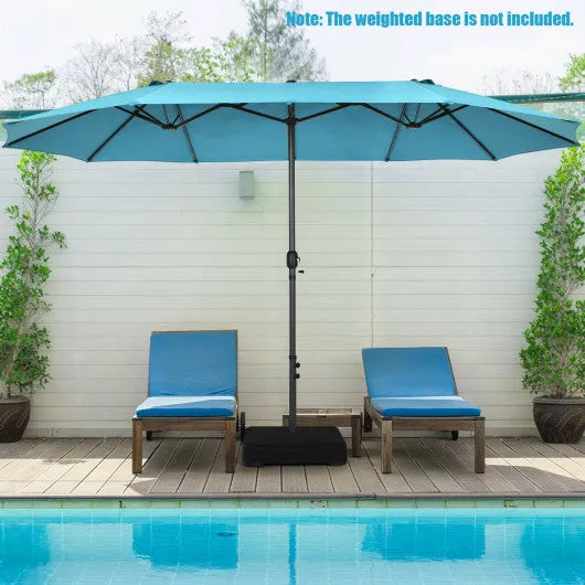 15 Feet Patio Double-Sided Umbrella with Hand-Crank System-Turquoise