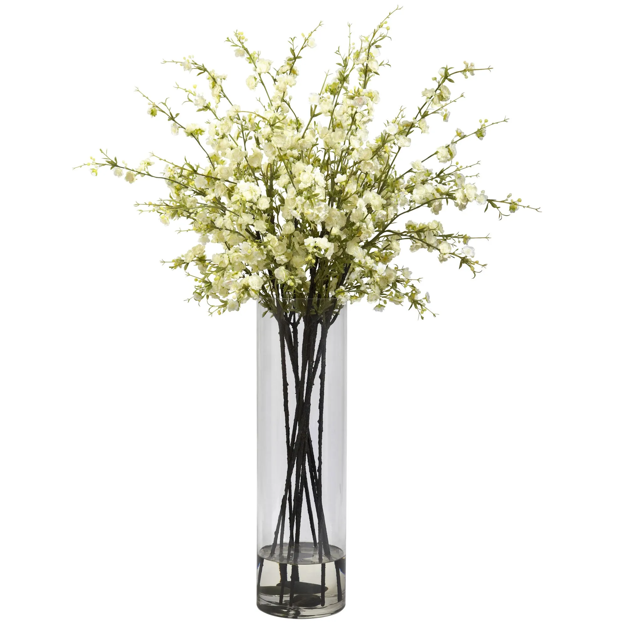 38" Artificial Giant Cherry Blossom Arrangement w/Vase - Low Maintenance, Life-Like & Vibrant Silk Flowers For Busy People.