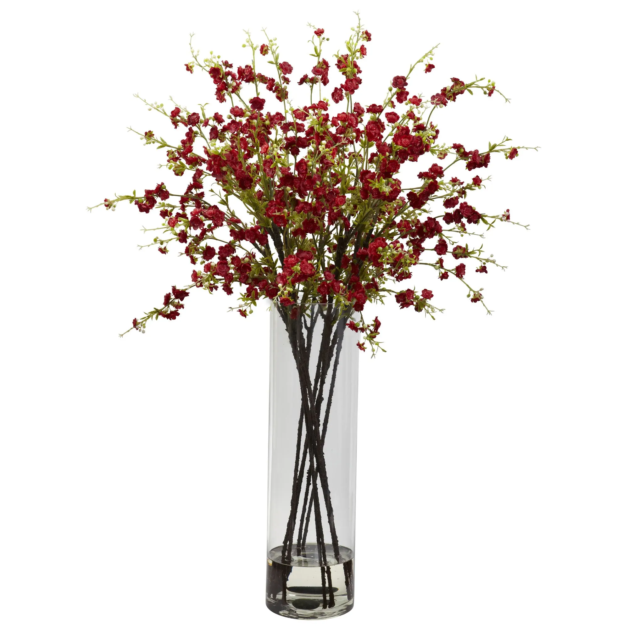 38" Artificial Giant Cherry Blossom Arrangement w/Vase - Low Maintenance, Life-Like & Vibrant Silk Flowers For Busy People.