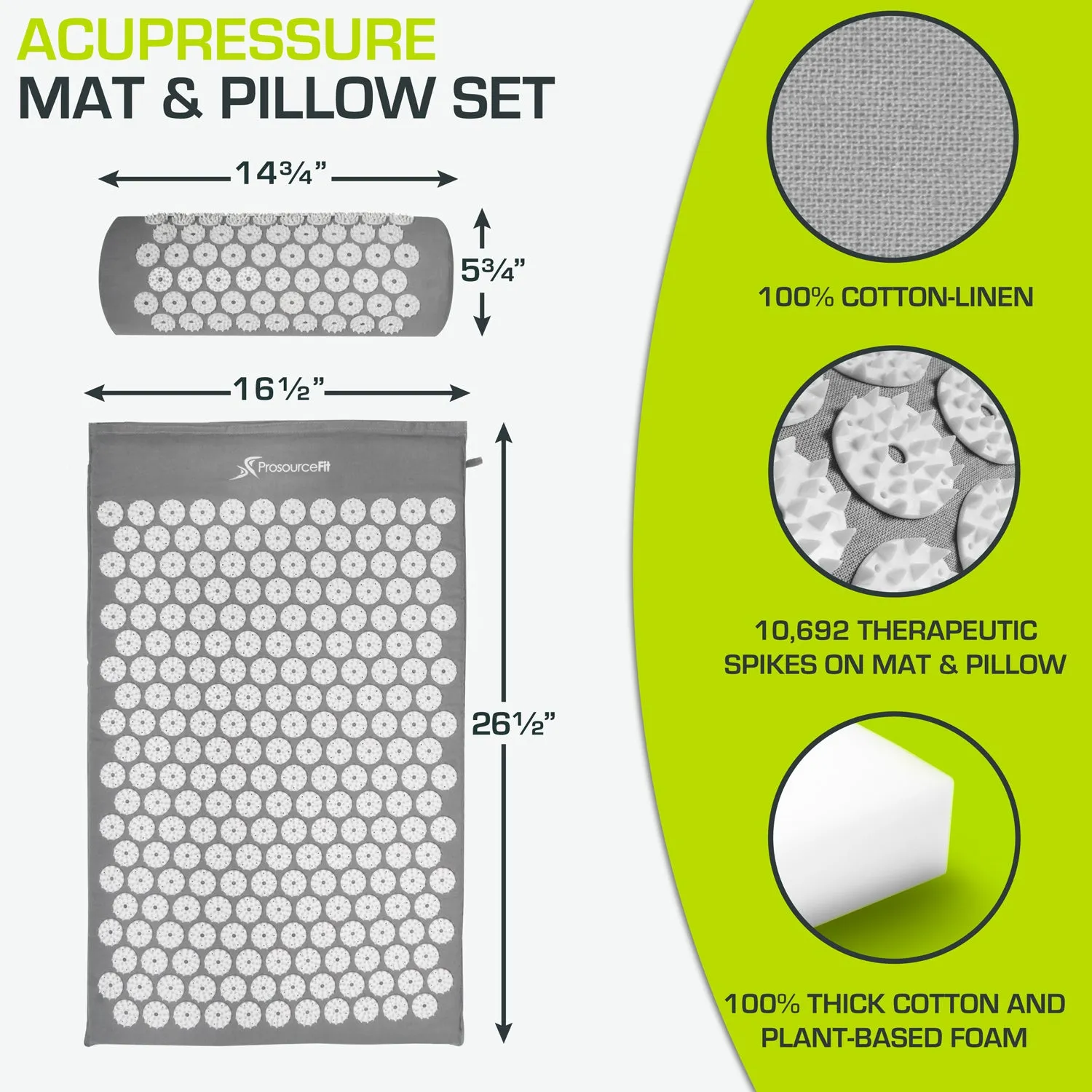 Acupressure Mat and Pillow Set