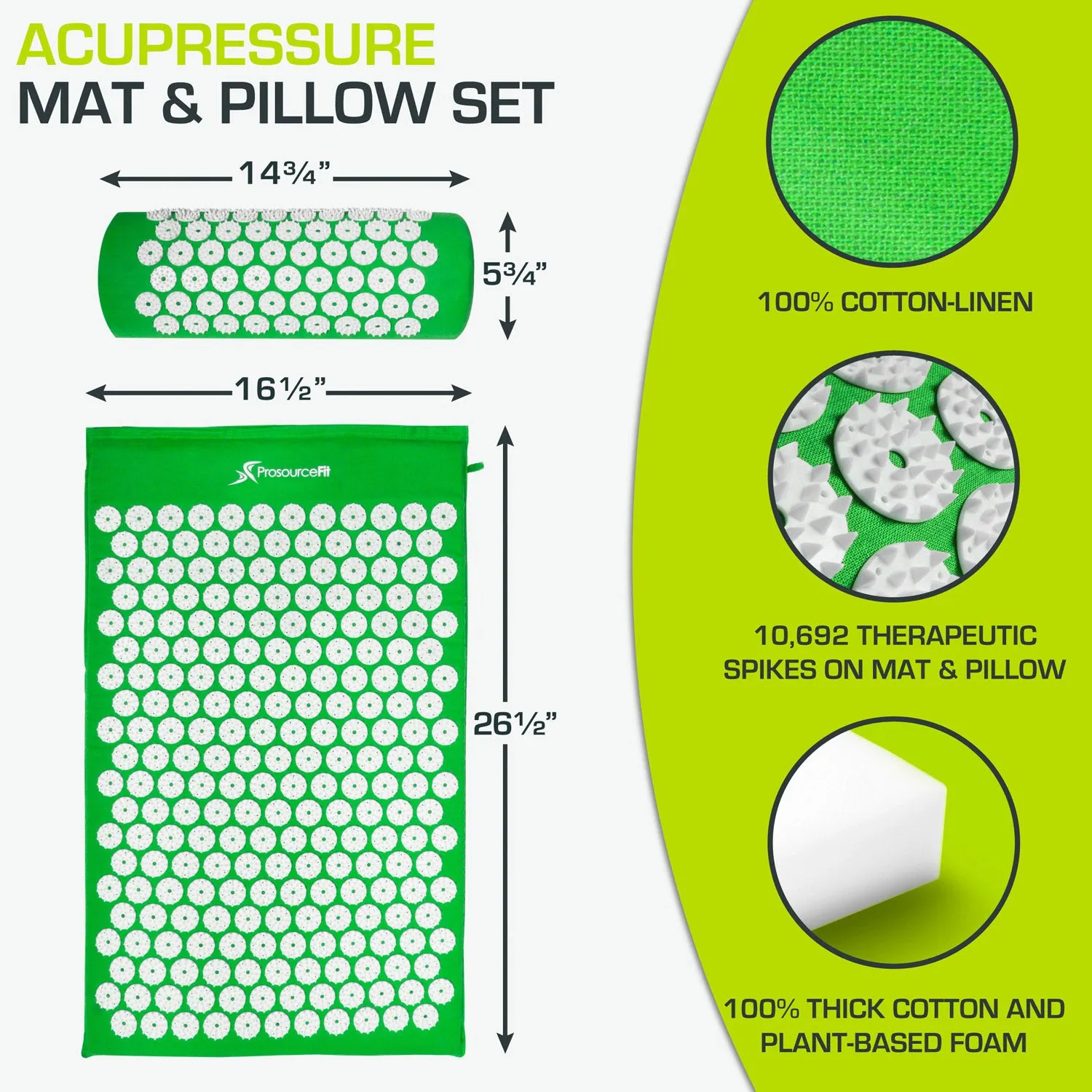 Acupressure Mat and Pillow Set