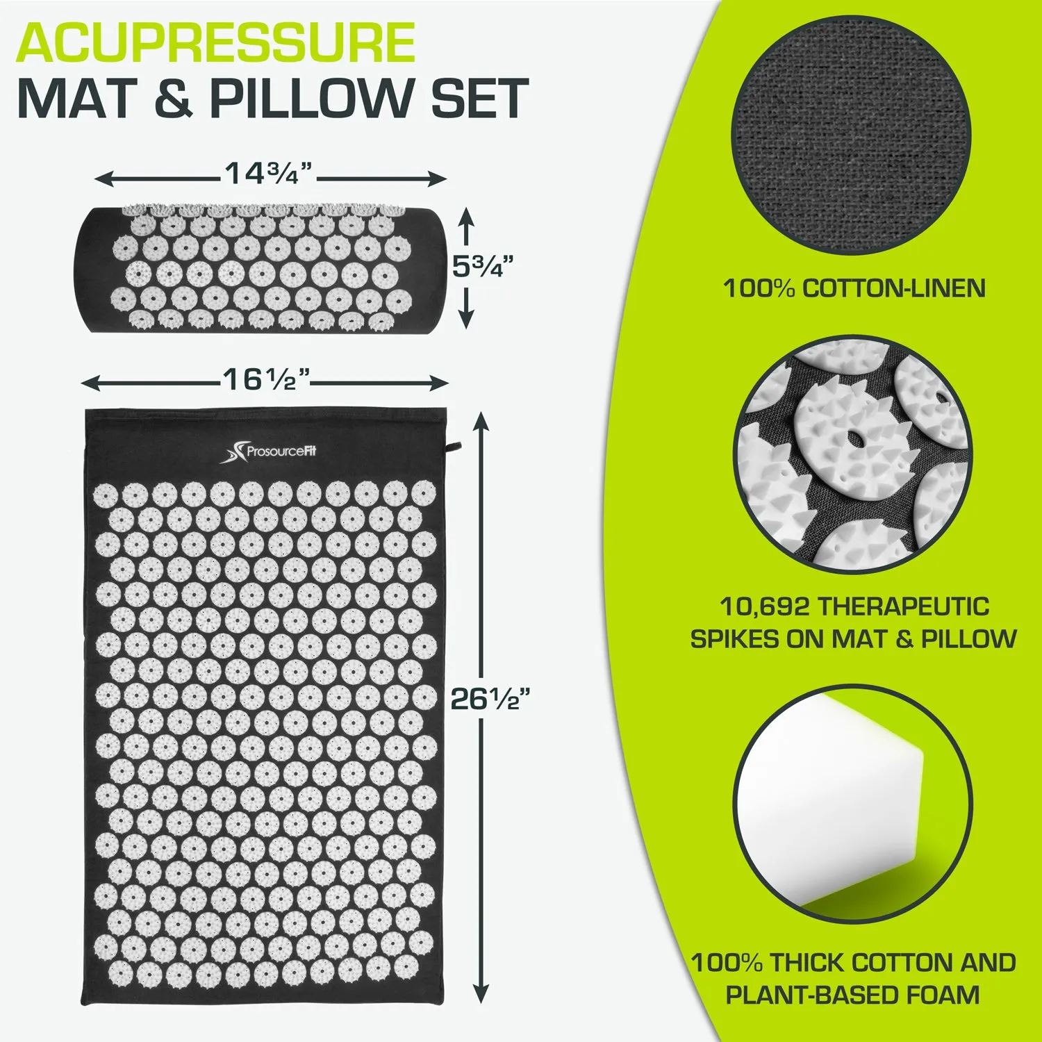 Acupressure Mat and Pillow Set