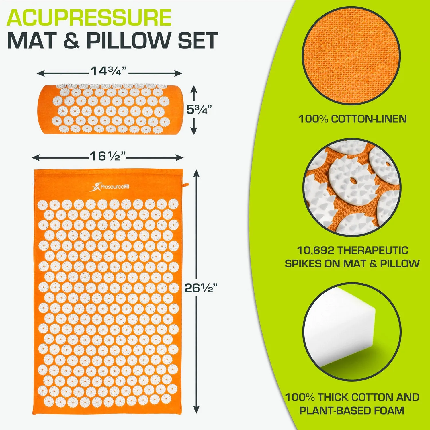 Acupressure Mat and Pillow Set