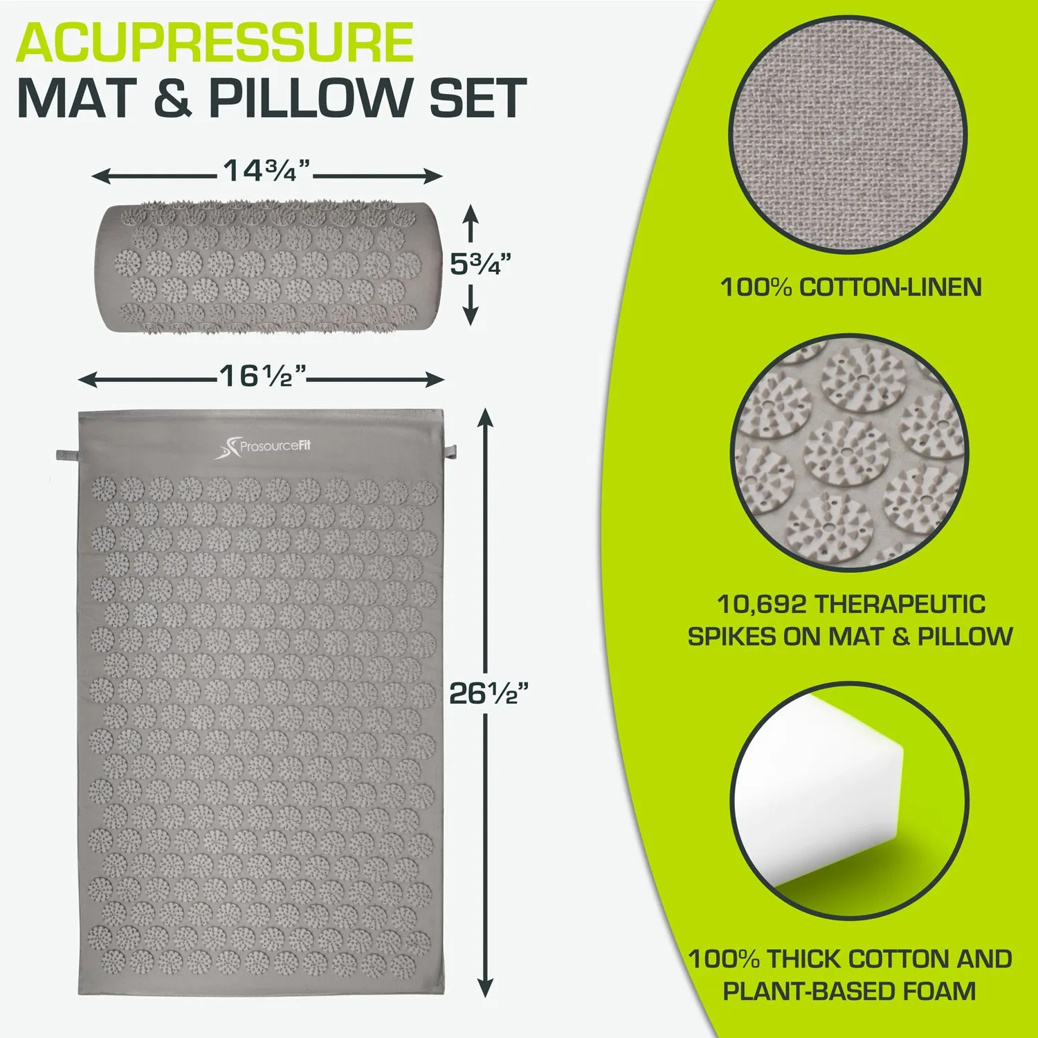 Acupressure Mat and Pillow Set