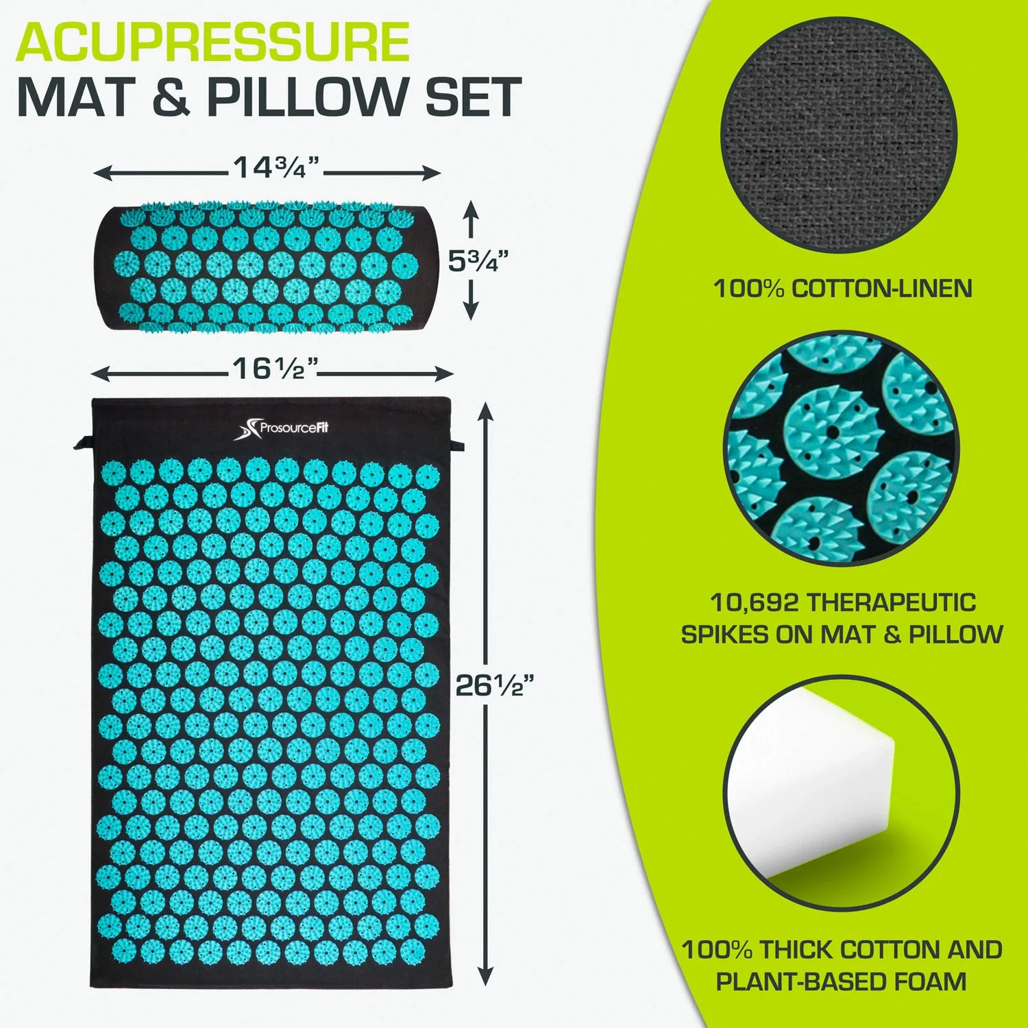 Acupressure Mat and Pillow Set