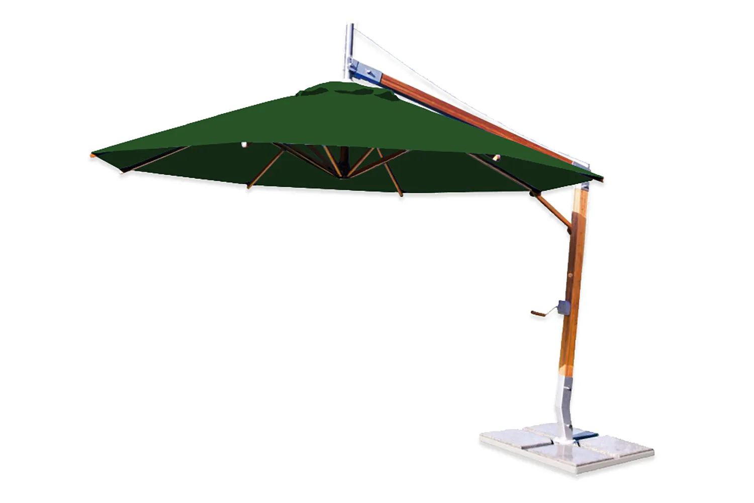 Bambrella 10' Round Sirocco Side Wind Bamboo Manual Lift Cantilever Umbrella