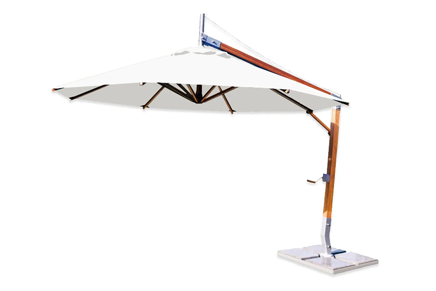 Bambrella 10' Round Sirocco Side Wind Bamboo Manual Lift Cantilever Umbrella