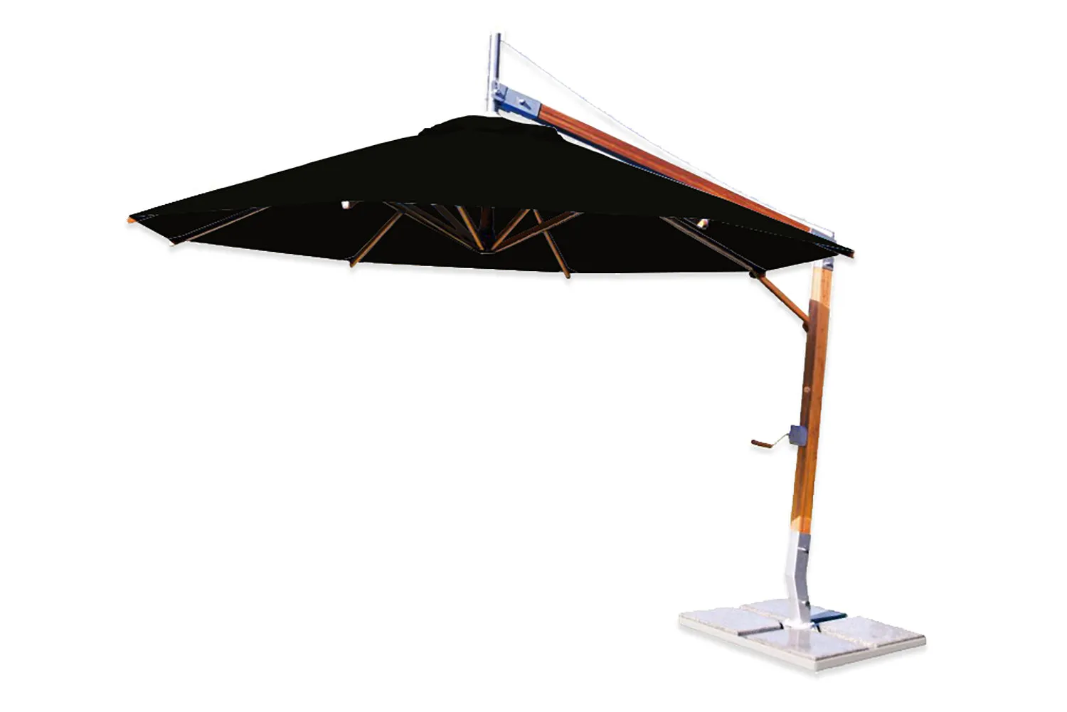 Bambrella 10' Round Sirocco Side Wind Bamboo Manual Lift Cantilever Umbrella