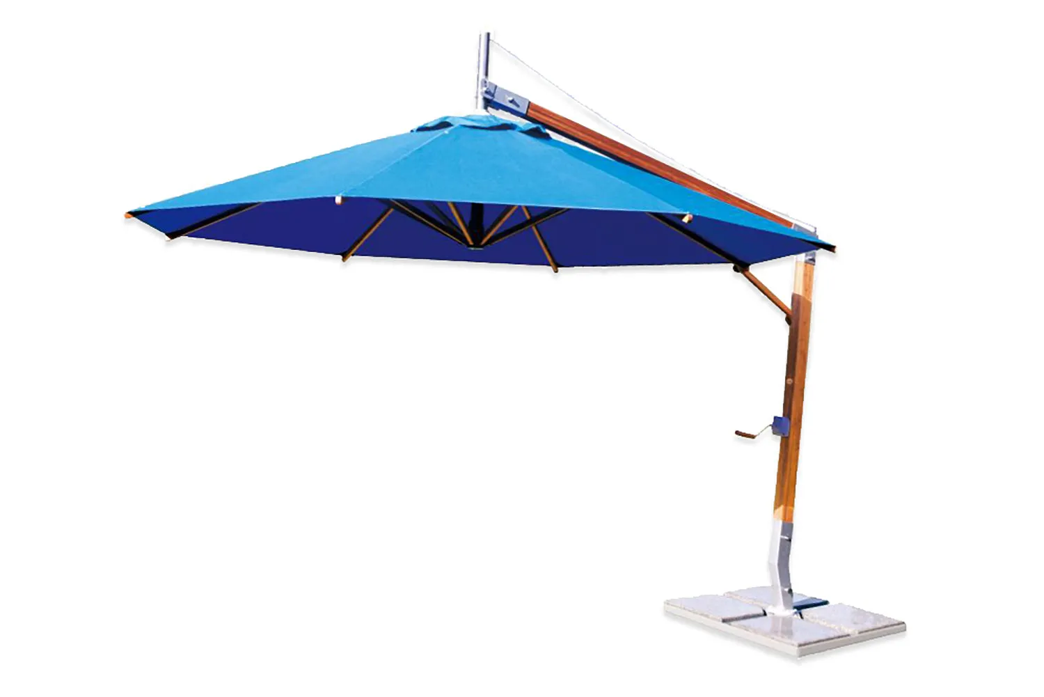 Bambrella 10' Round Sirocco Side Wind Bamboo Manual Lift Cantilever Umbrella