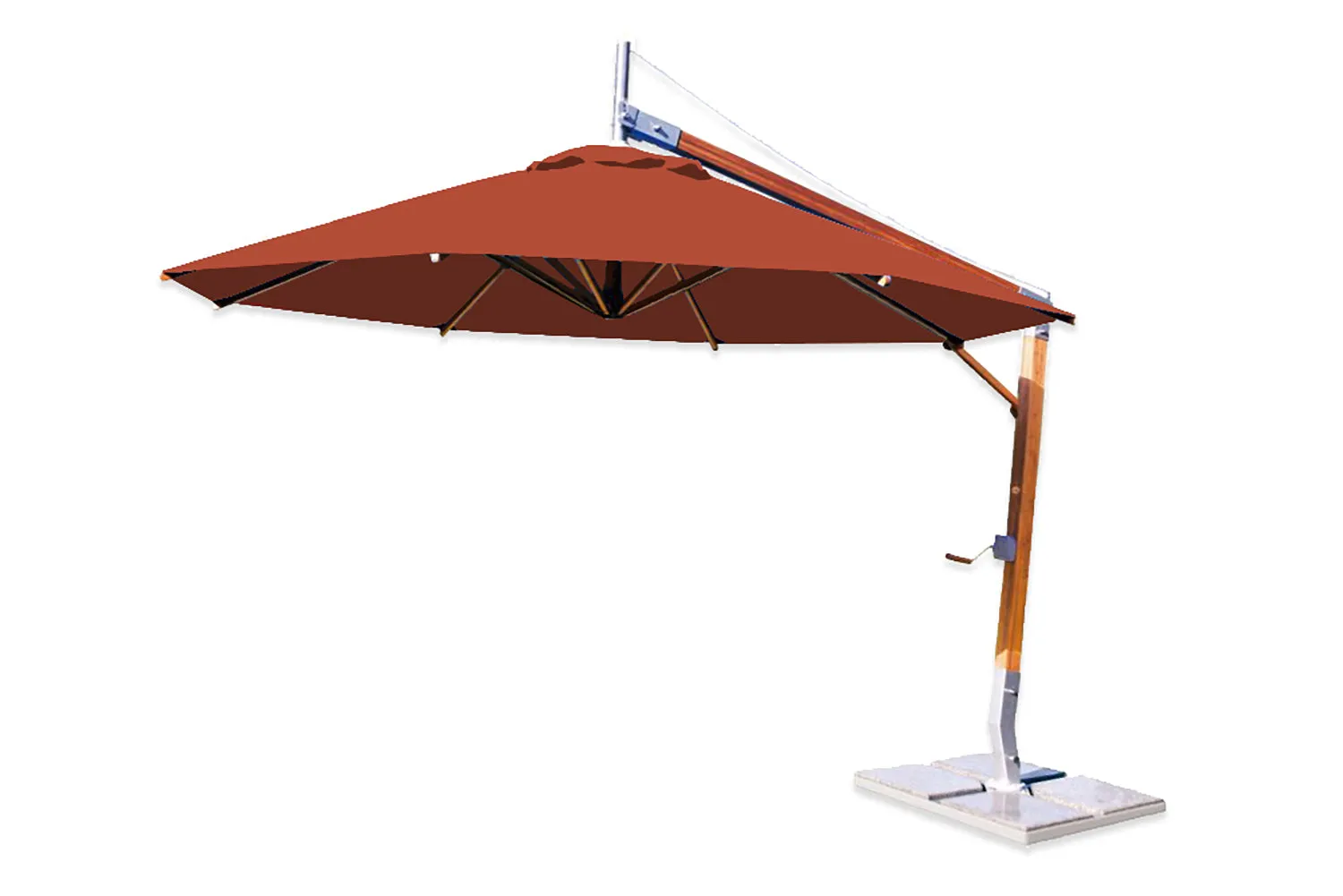 Bambrella 10' Round Sirocco Side Wind Bamboo Manual Lift Cantilever Umbrella