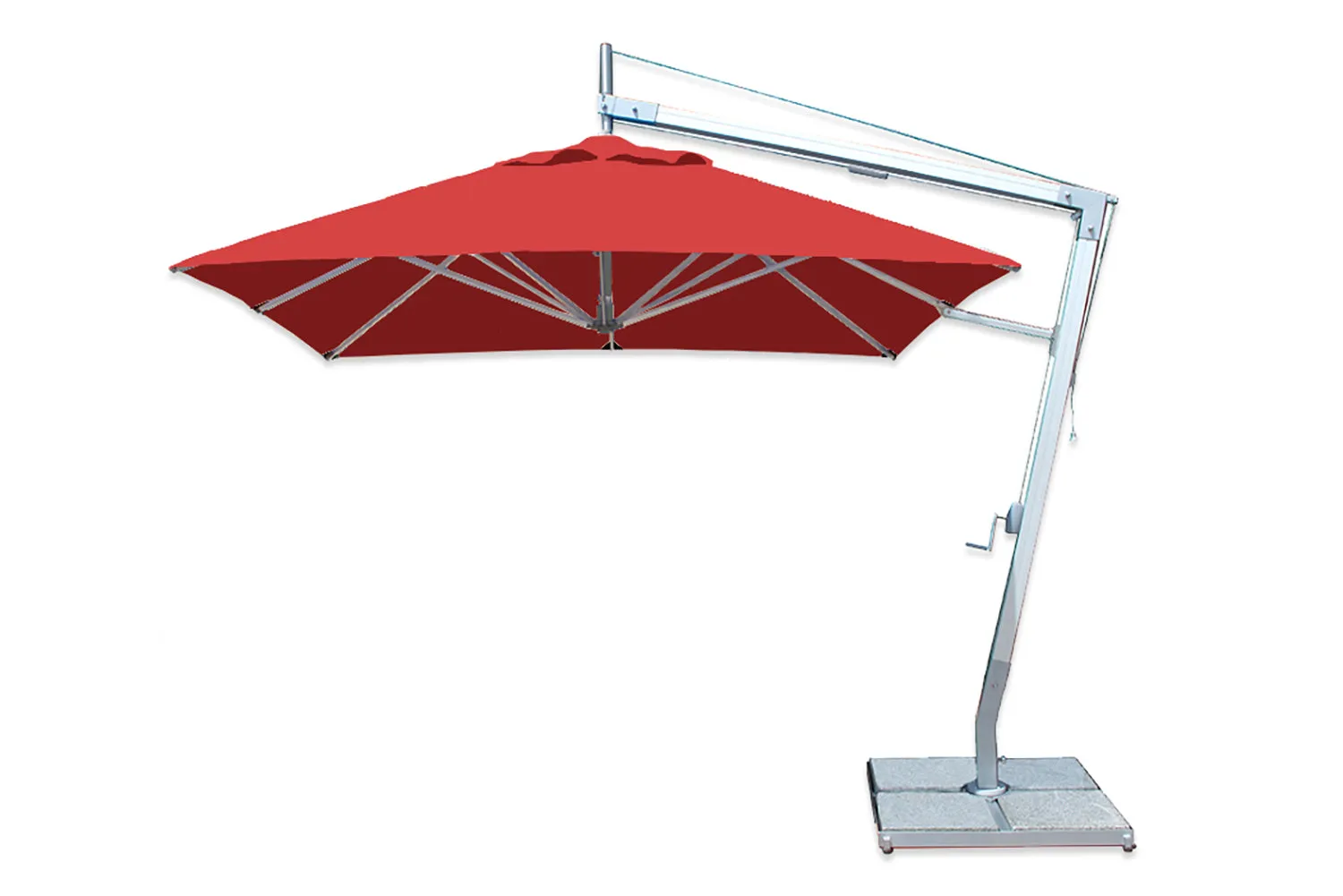 Bambrella 8.5' Square Santa Ana Side Wind Aluminum Manual Lift Cantilever Umbrella