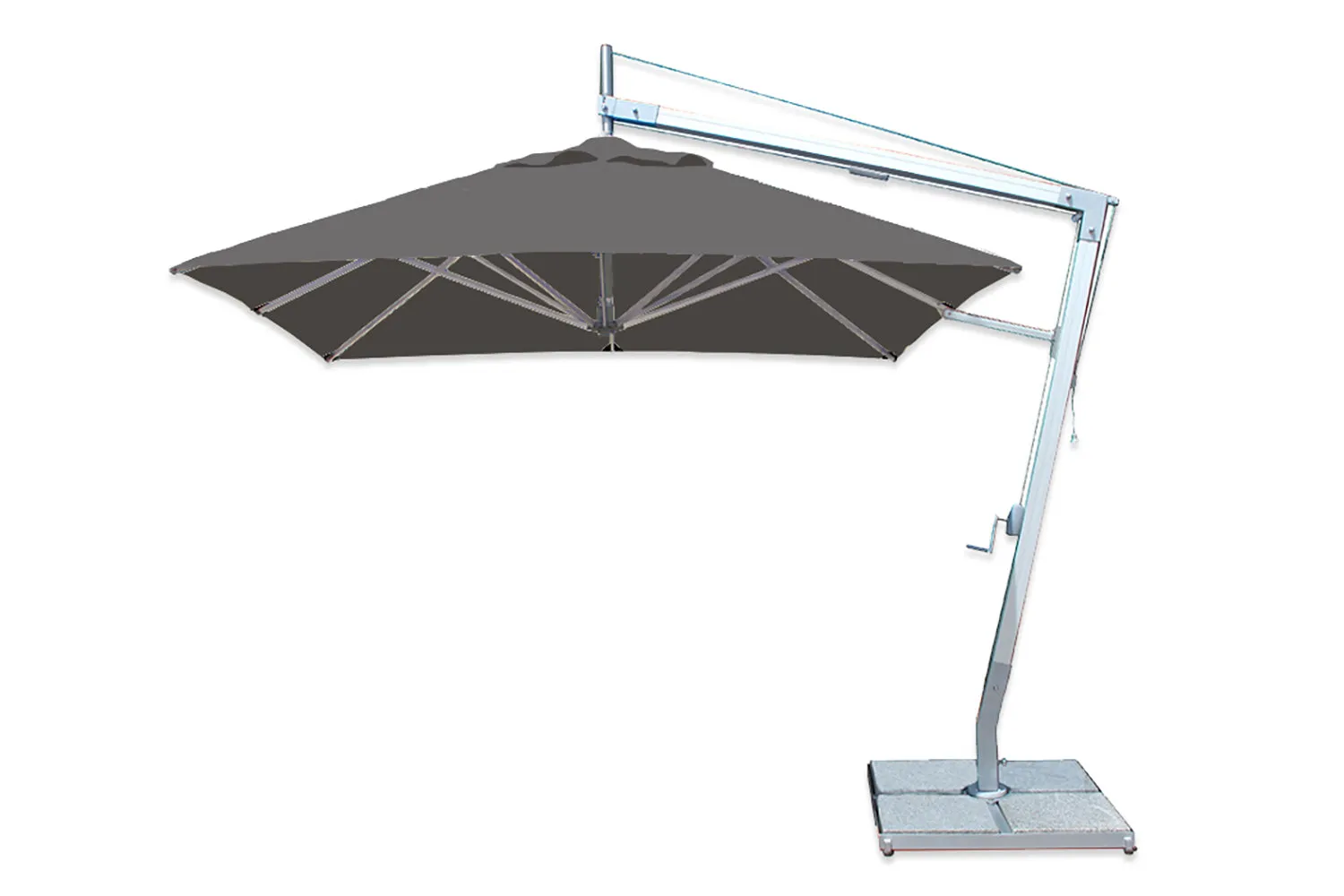 Bambrella 8.5' Square Santa Ana Side Wind Aluminum Manual Lift Cantilever Umbrella