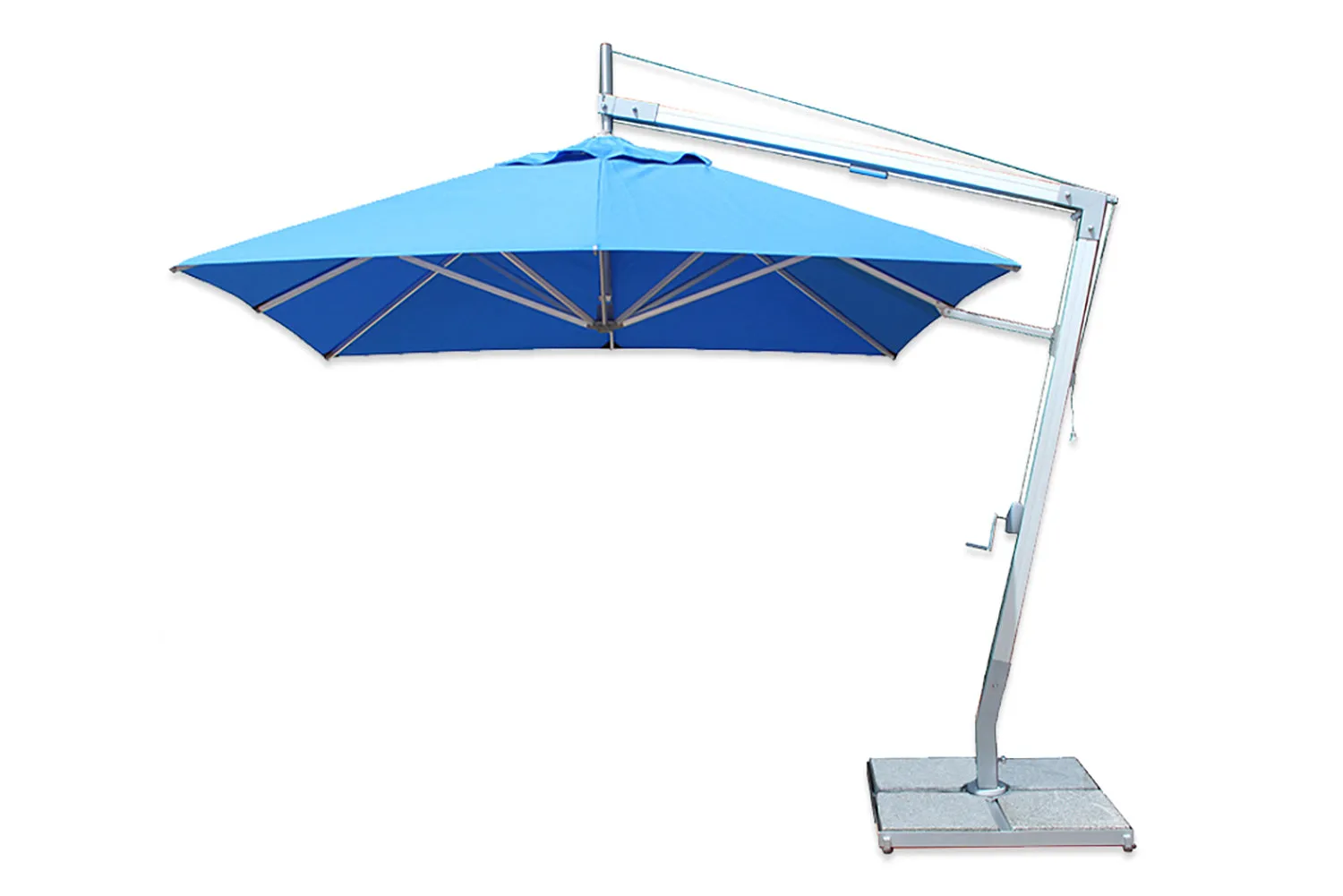 Bambrella 8.5' Square Santa Ana Side Wind Aluminum Manual Lift Cantilever Umbrella