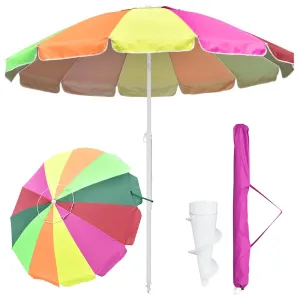 Beach Umbrella w/ Sand Anchor 8ft Tilt 12-Rib