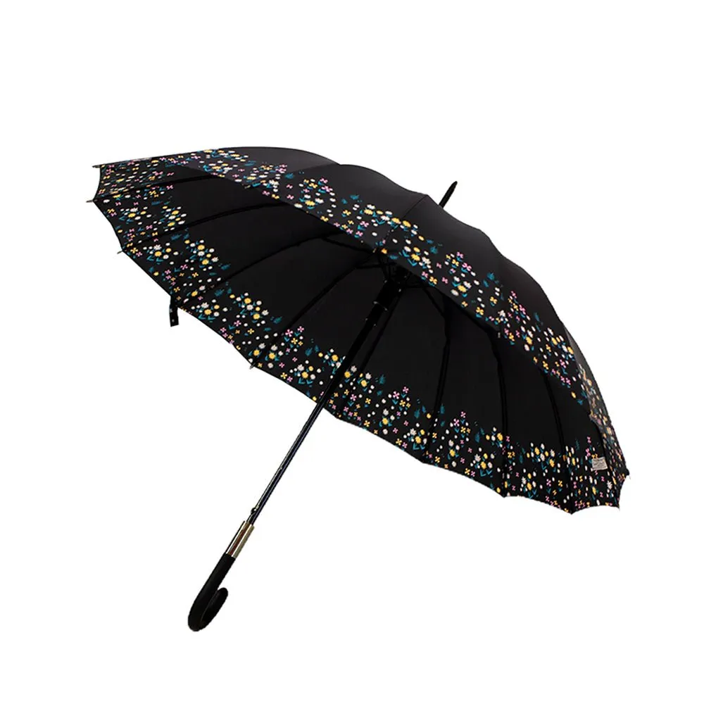 Black Floral border Style Umbrella for Teens and Adults