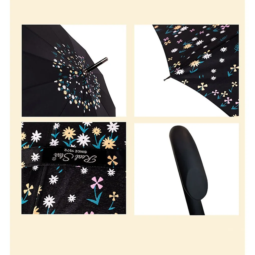 Black Floral border Style Umbrella for Teens and Adults