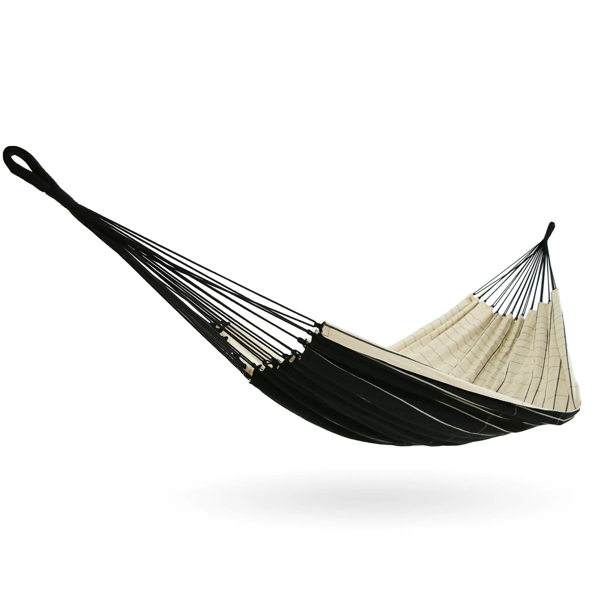 Brazilian Cotton Hammock Black with White Stripes