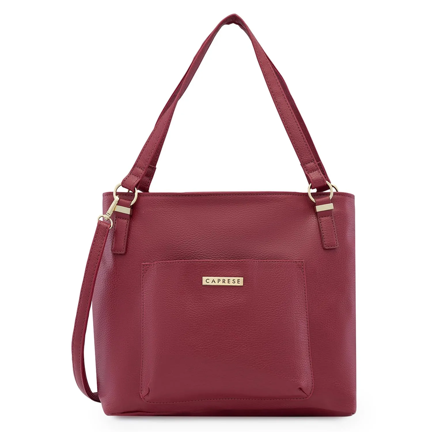 Caprese Andrea Tote Bag, Medium-Burgundy | Stylish Handbag for Women | Spacious, Versatile Office & Daily Essentials Tote | Top Zip Closure