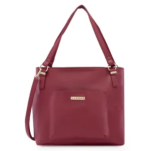 Caprese Andrea Tote Bag, Medium-Burgundy | Stylish Handbag for Women | Spacious, Versatile Office & Daily Essentials Tote | Top Zip Closure