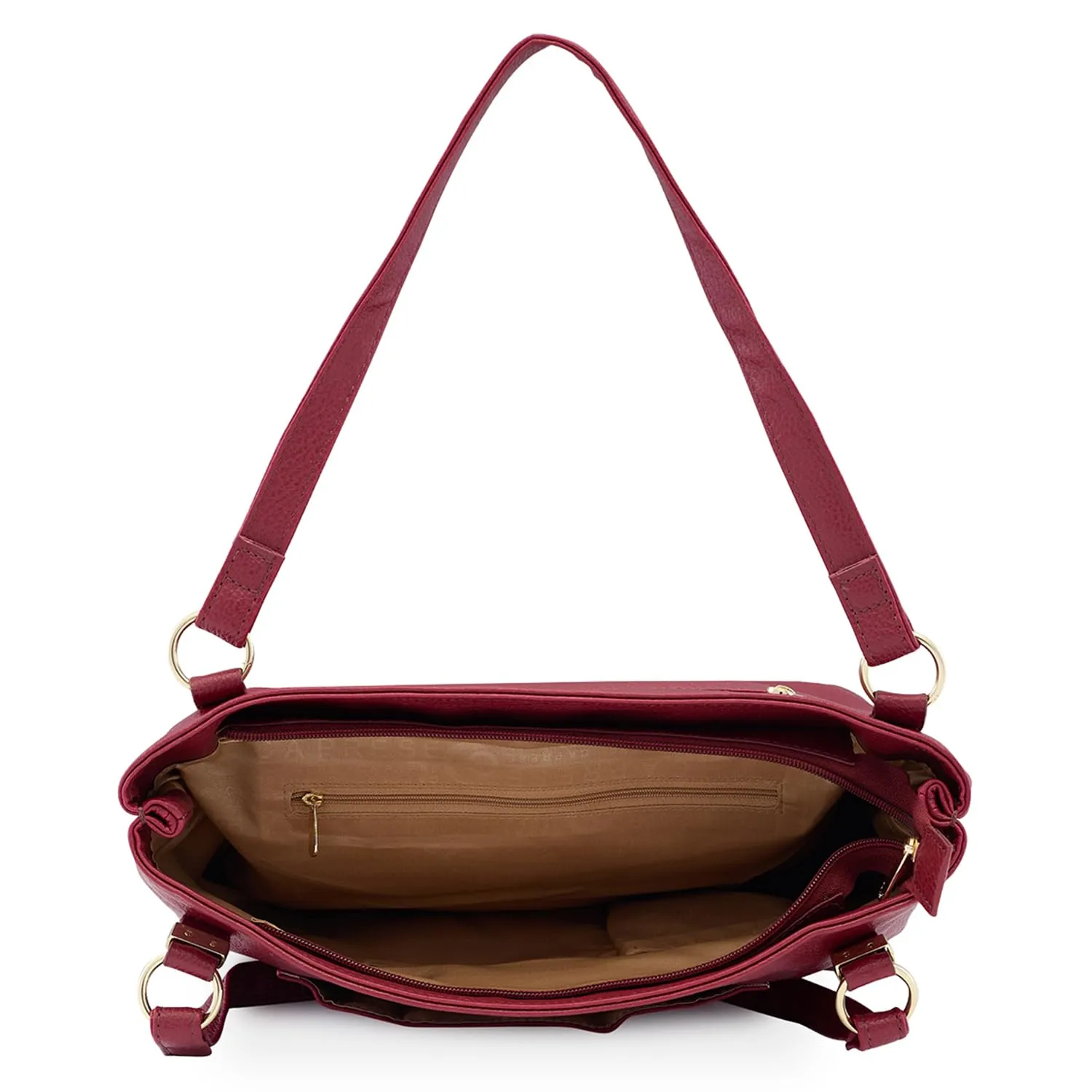 Caprese Andrea Tote Bag, Medium-Burgundy | Stylish Handbag for Women | Spacious, Versatile Office & Daily Essentials Tote | Top Zip Closure