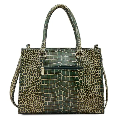 Caprese Miranda Tote Bag, Medium-Green | Stylish Handbag for Women | Spacious, Versatile Office & Daily Essentials Tote | Top Zip Closure