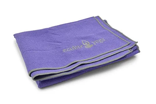 Ecolite Yoga Towel Ideal for Hot Yoga,Bikram Yoga,mat-size 24X72 Non-Slip,Skidless,Super Absorbent,Eco-Friendly,Machine Washable,100% Microfiber Yoga Mat Towel,FREE Yoga Cotton Tote Bag(Purple)