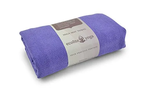 Ecolite Yoga Towel Ideal for Hot Yoga,Bikram Yoga,mat-size 24X72 Non-Slip,Skidless,Super Absorbent,Eco-Friendly,Machine Washable,100% Microfiber Yoga Mat Towel,FREE Yoga Cotton Tote Bag(Purple)