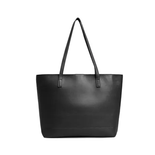 Fastrack Classic Laptop Tote Bag for Women | Stylish Everyday Bag for Ladies, Women, Girls | Casual College Bag Made of High-Quality Faux Leather (Black)