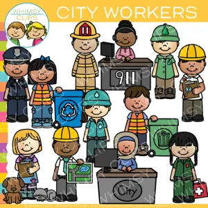 Kids City Workers Clip Art