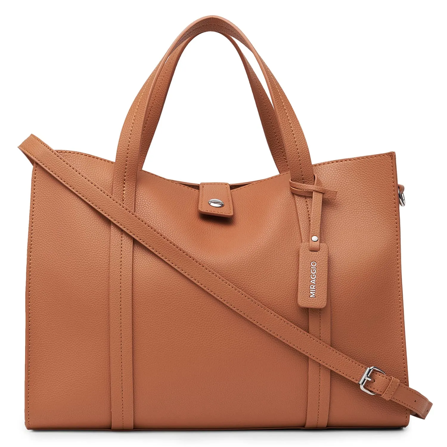 Miraggio Grace Solid Tote Bag for Women with Adjustable & Detachable Sling Strap (Tan)