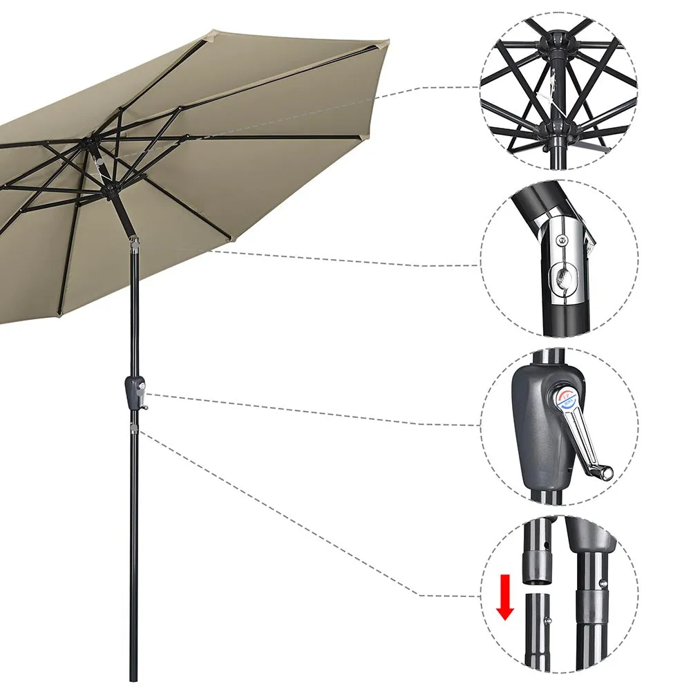 Patio Umbrella Tilt 9ft 8-Rib 220 gsm Canopy UV50 