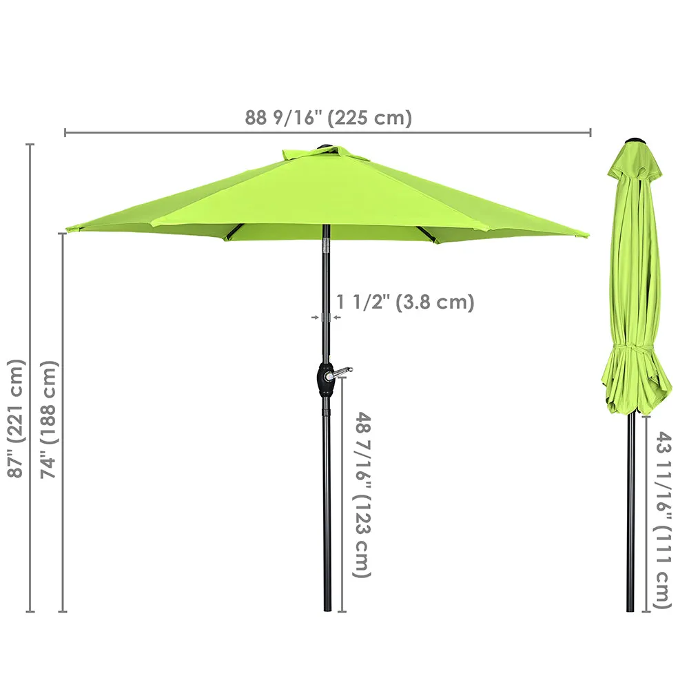 Patio Umbrella Tilt & Crank Lift Metal 7.5ft 6-Rib