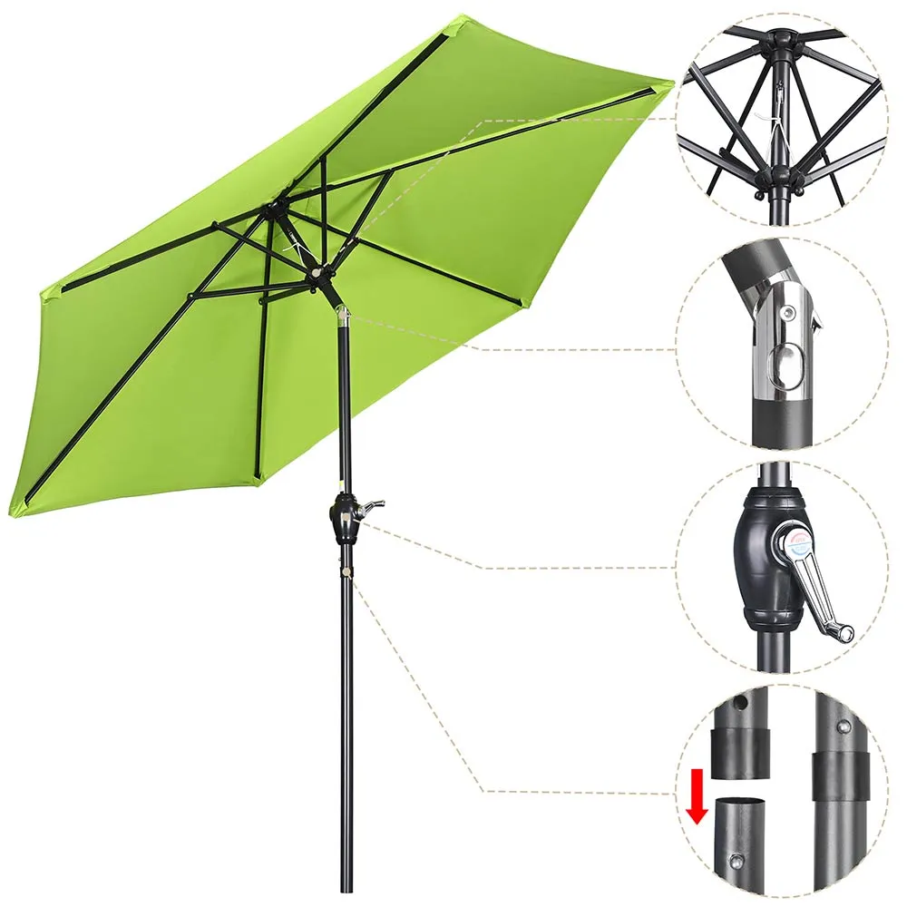 Patio Umbrella Tilt & Crank Lift Metal 7.5ft 6-Rib