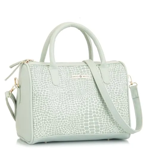 SACCI MUCCI Women's Handbag | Women's Tote Bag | Women's Top-Handle Bags | Women's Satchels | Women's Hobos & Shoulder Bags-Alligator Print (MInt Green)