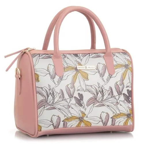 SACCI MUCCI Women's Handbag | Women's Tote Bag | Women's Top-Handle Bags | Women's Satchels | Women's Hobos & Shoulder Bags-Magnolia Floral Print (Blush)