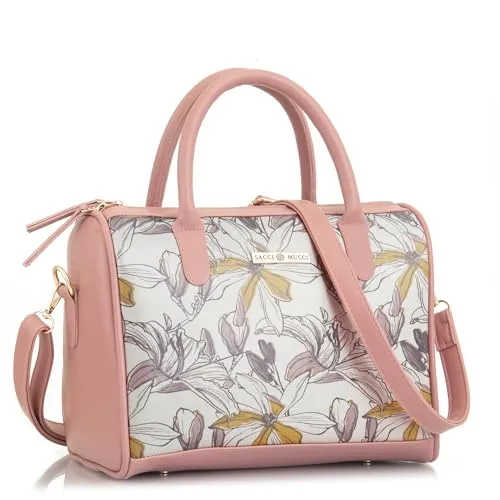 SACCI MUCCI Women's Handbag | Women's Tote Bag | Women's Top-Handle Bags | Women's Satchels | Women's Hobos & Shoulder Bags-Magnolia Floral Print (Blush)