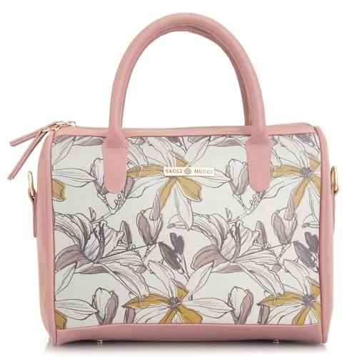 SACCI MUCCI Women's Handbag | Women's Tote Bag | Women's Top-Handle Bags | Women's Satchels | Women's Hobos & Shoulder Bags-Magnolia Floral Print (Blush)