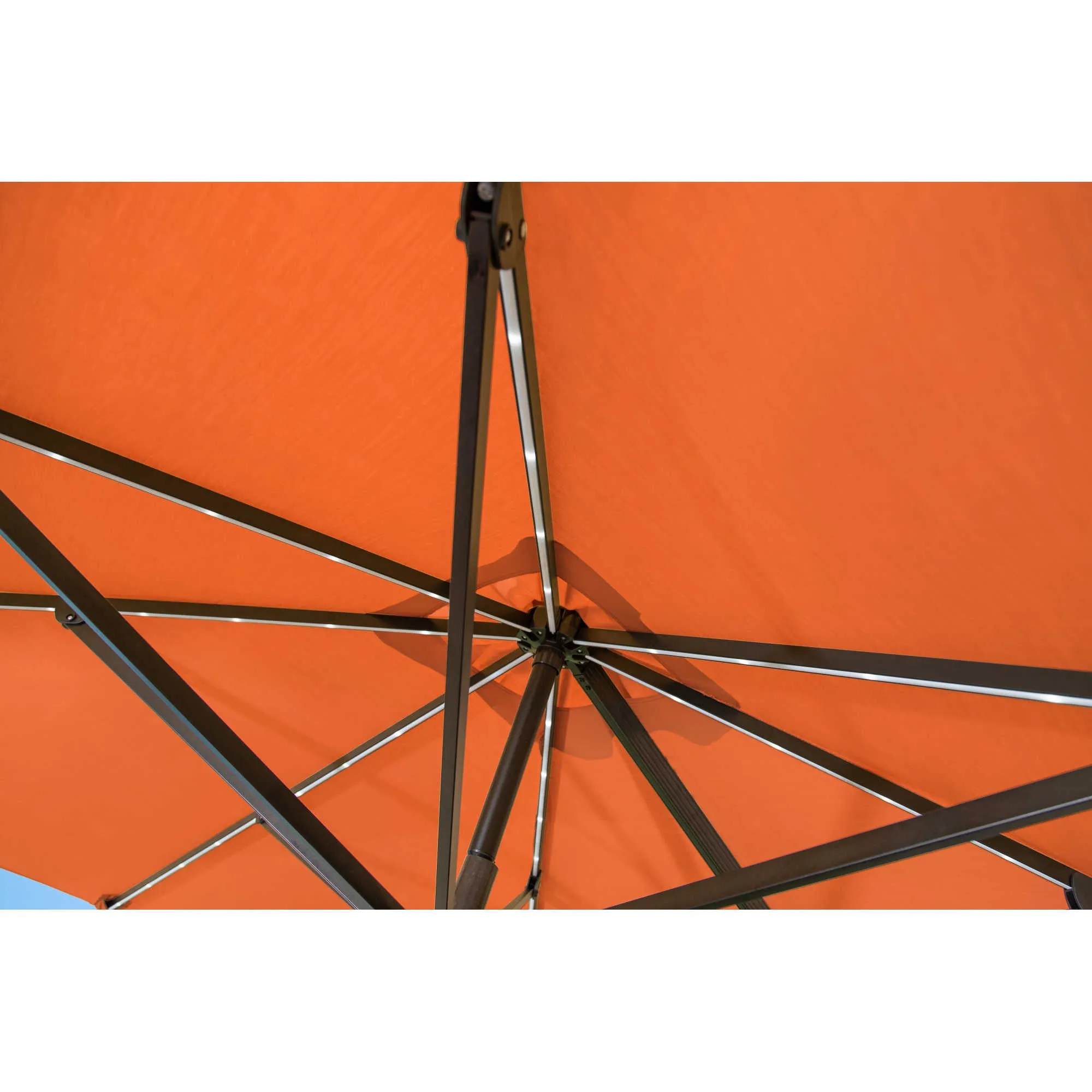 Santorini Fiesta 10-ft Square Cantilever Umbrella with Solar Lights in Sunbrella Acrylic Fabric