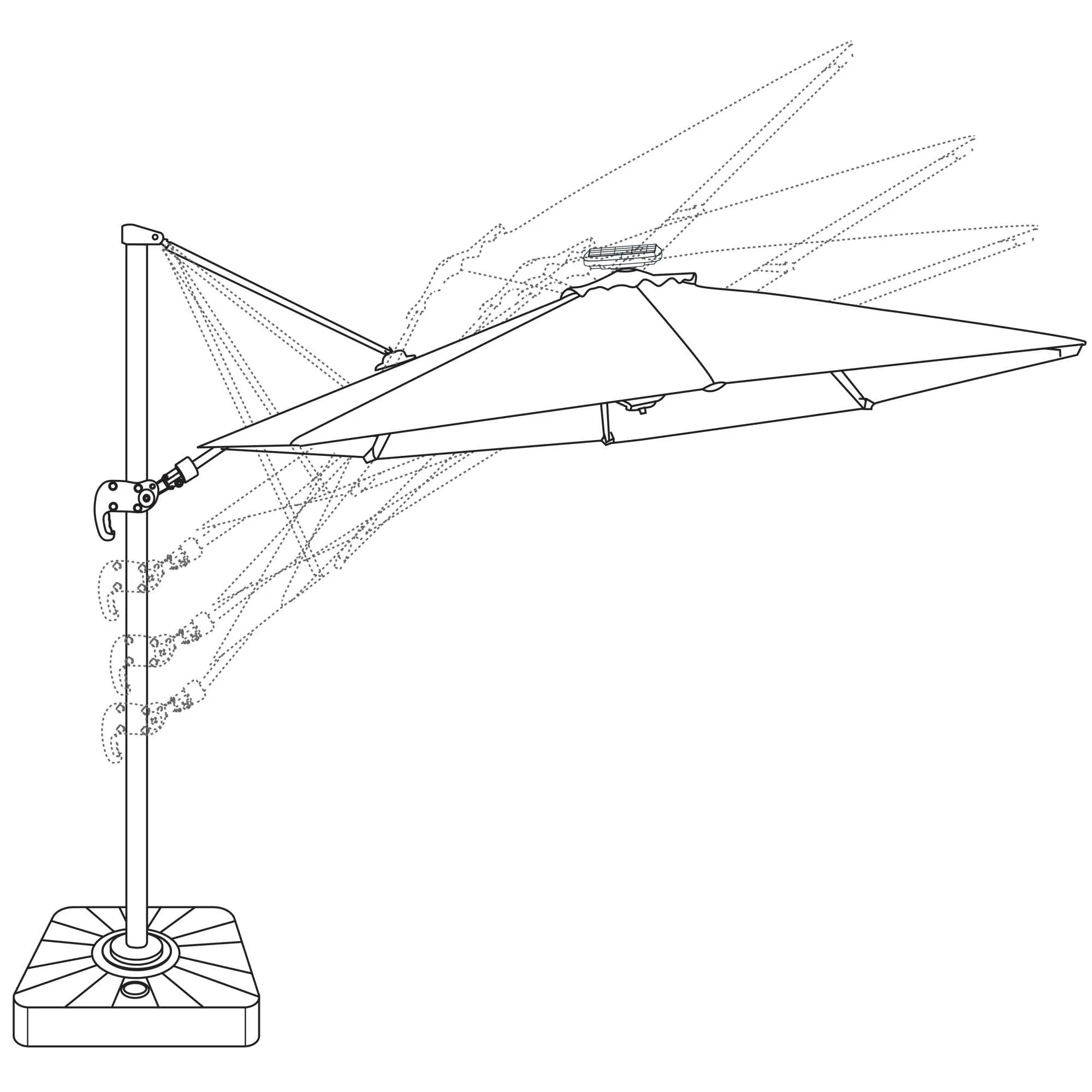 Santorini Fiesta 10-ft Square Cantilever Umbrella with Solar Lights in Sunbrella Acrylic Fabric