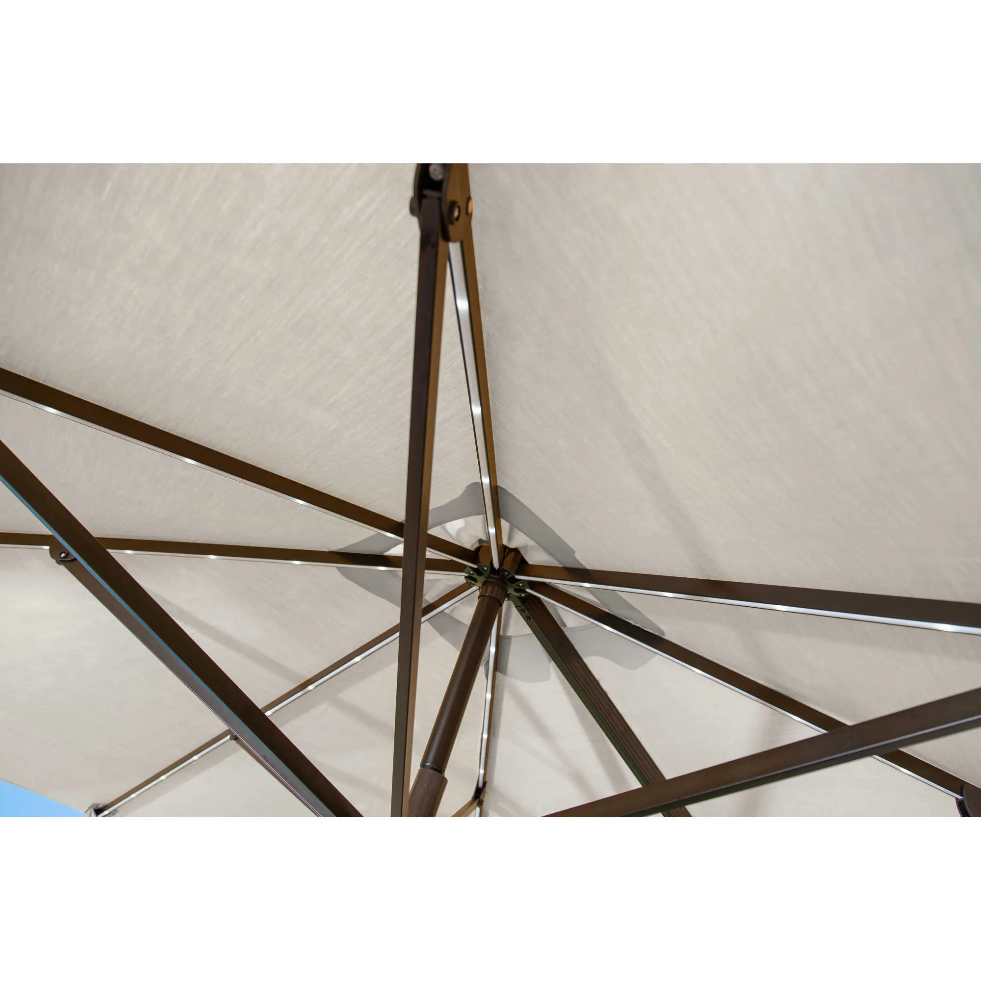 Santorini Fiesta 10-ft Square Cantilever Umbrella with Solar Lights in Sunbrella Acrylic Fabric