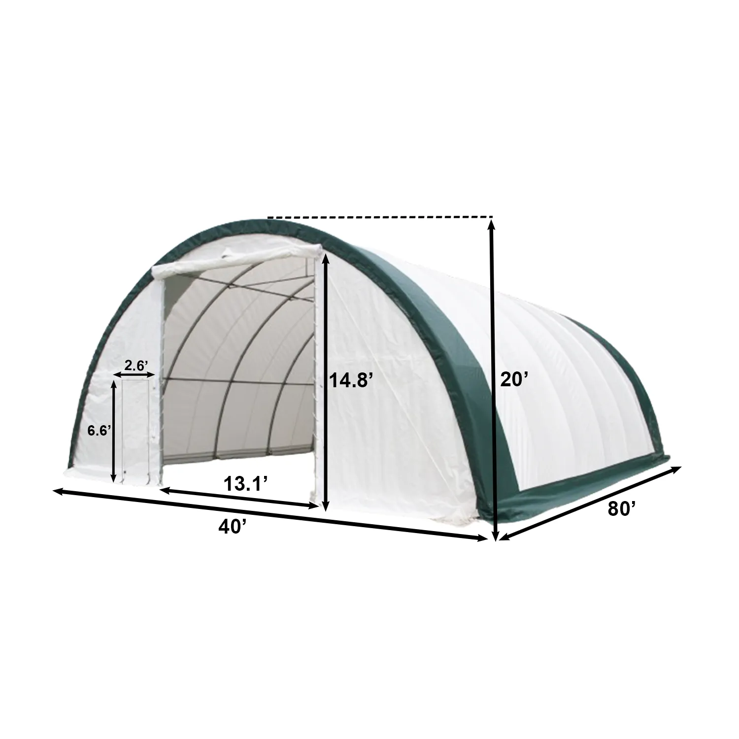 Single Truss Arch Storage Shelter W40'xL80'xH20'