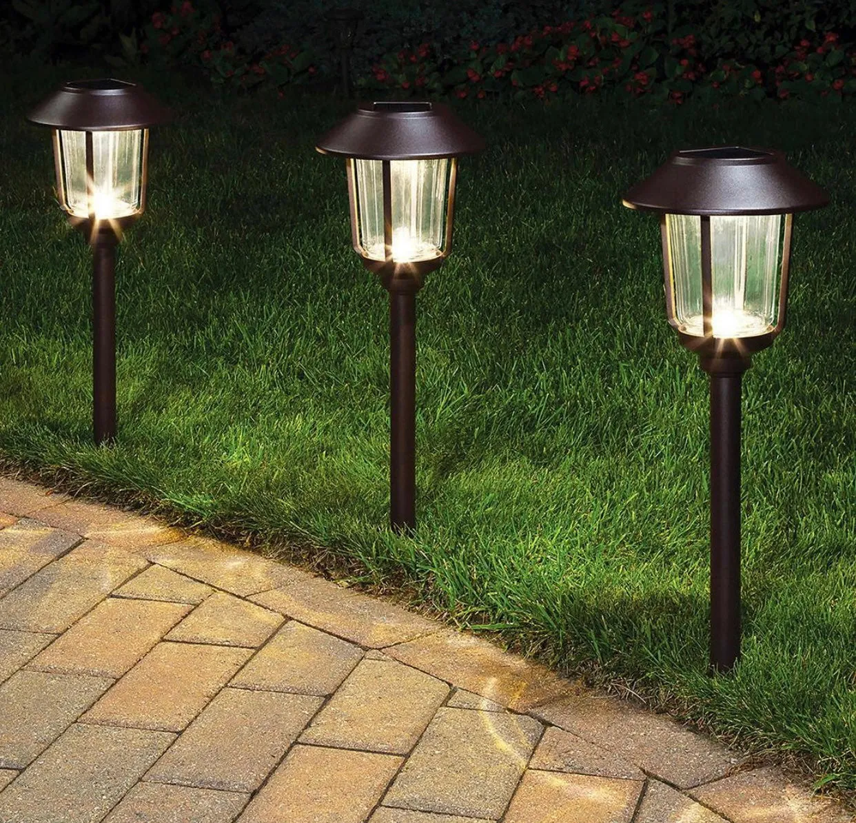 SmartYard 15-Lumen Solar Pathway Lights, Aluminum And Glass 6 Pack