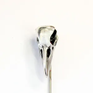 Sterling Silver Raven Skull Ascot Pin