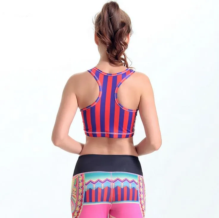 Stylish Print Red Purple Sports Bra for Women