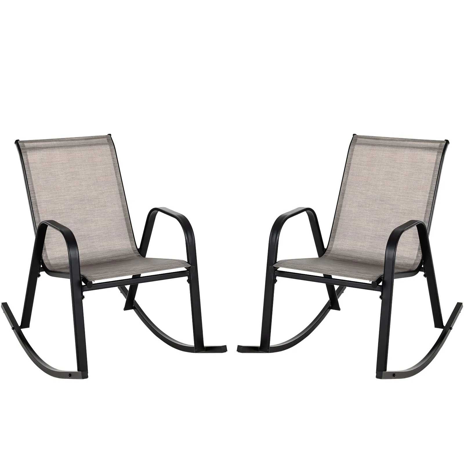 Tangkula Patio Rocking Chair Set of 2/4, Outdoor Ergonomic Rockers with Breathable Fabric Seat