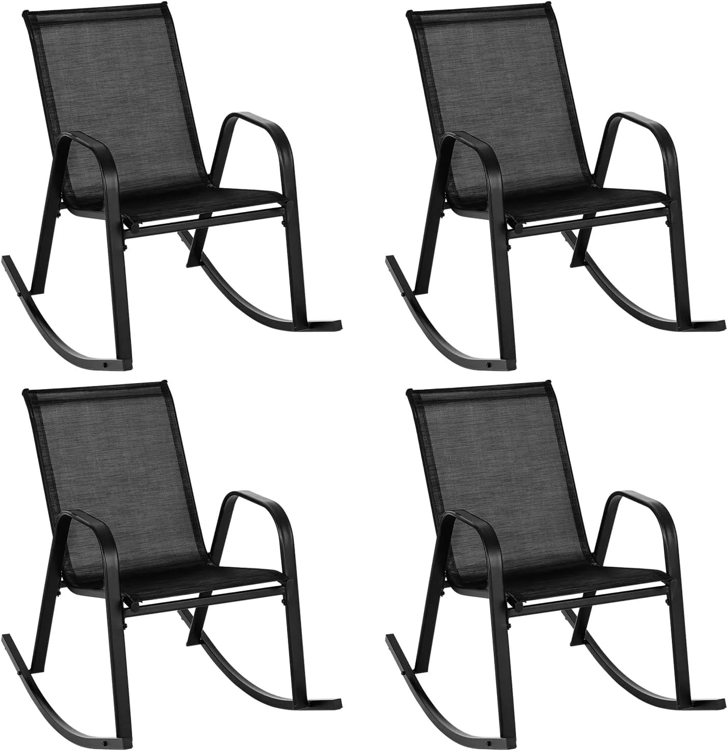 Tangkula Patio Rocking Chair Set of 2/4, Outdoor Ergonomic Rockers with Breathable Fabric Seat