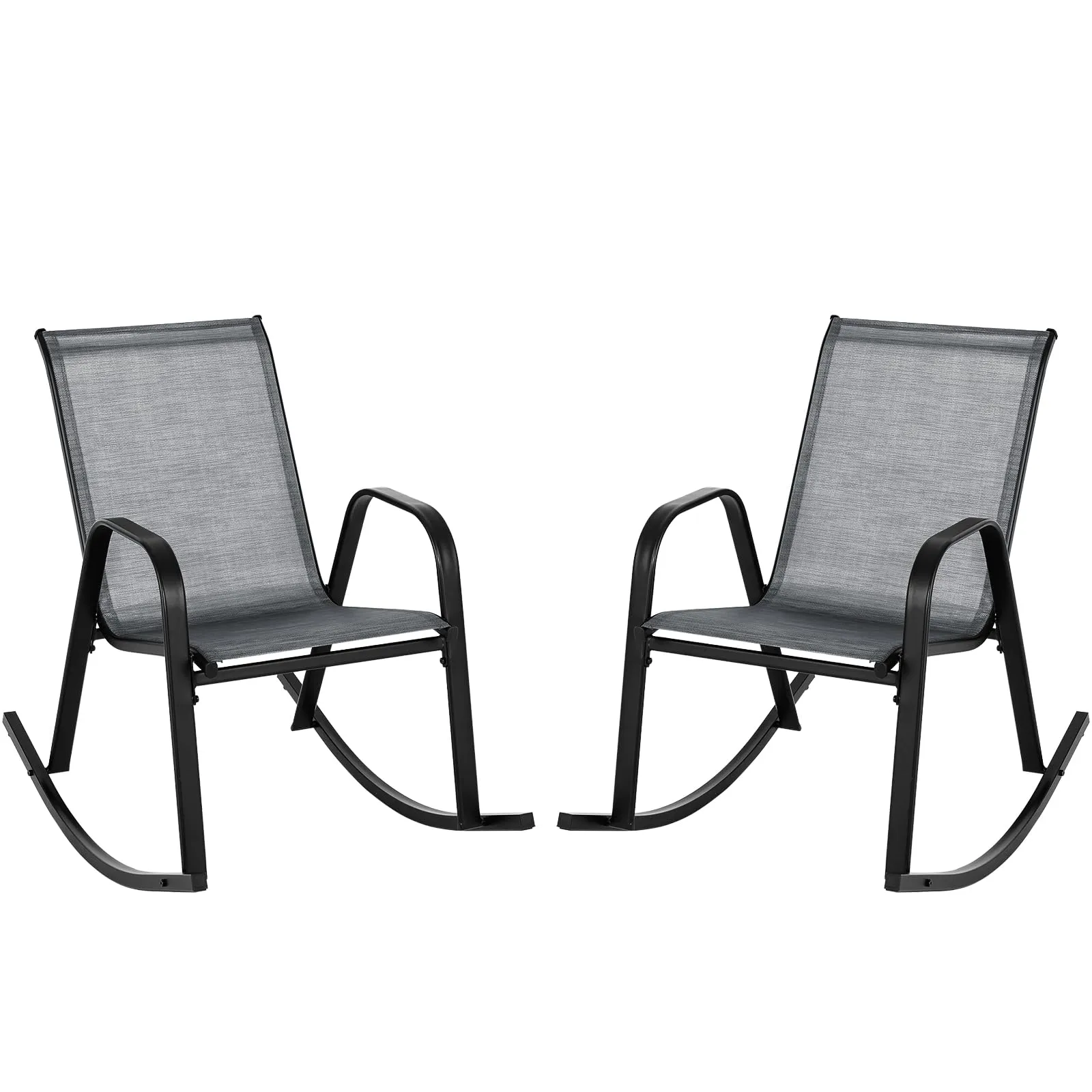 Tangkula Patio Rocking Chair Set of 2/4, Outdoor Ergonomic Rockers with Breathable Fabric Seat