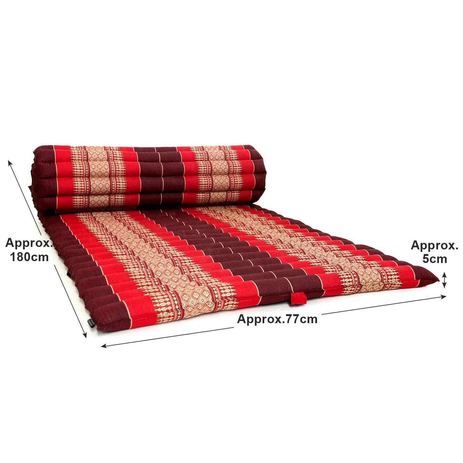 Thai kapok cushion Day bed Roll Up Mattress Foldout Mat for camping or motorbike trips in comfort Natural Kapok Filled Red Blue Green dark red options